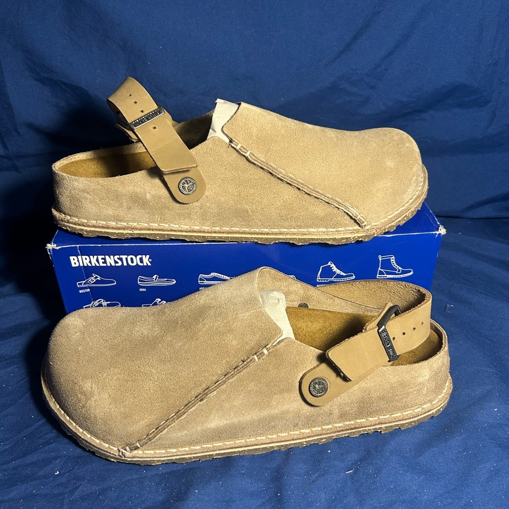 Birkenstock- Lutry Premium Suede, Gray Taupe, Suede Leather, 12 men